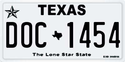 TX license plate DOC1454