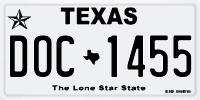 TX license plate DOC1455