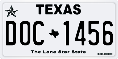 TX license plate DOC1456