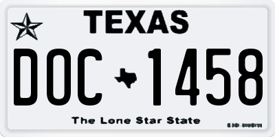 TX license plate DOC1458