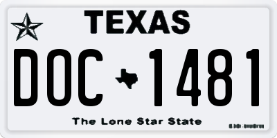 TX license plate DOC1481