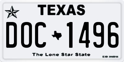 TX license plate DOC1496