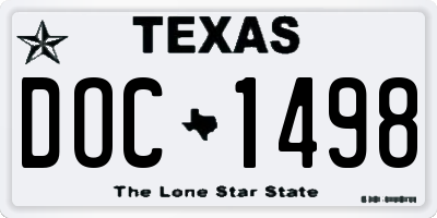 TX license plate DOC1498