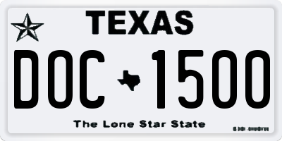 TX license plate DOC1500