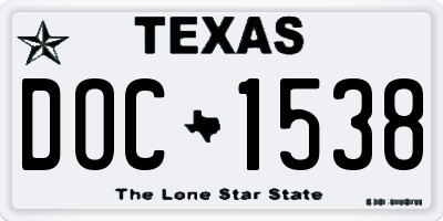 TX license plate DOC1538