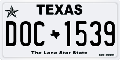 TX license plate DOC1539