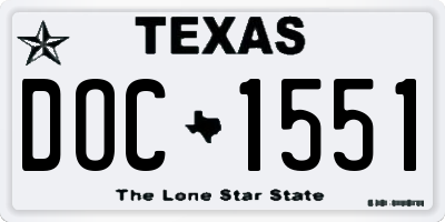 TX license plate DOC1551