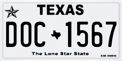 TX license plate DOC1567