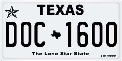 TX license plate DOC1600