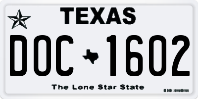 TX license plate DOC1602