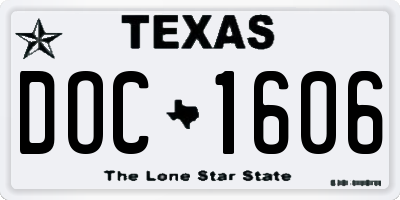 TX license plate DOC1606