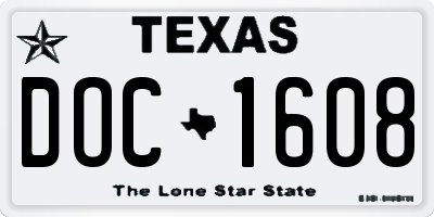 TX license plate DOC1608