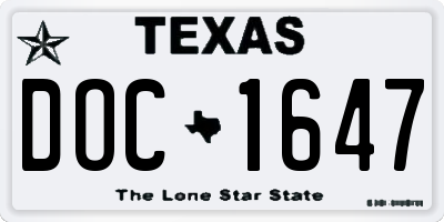 TX license plate DOC1647