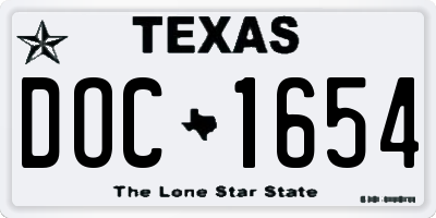 TX license plate DOC1654