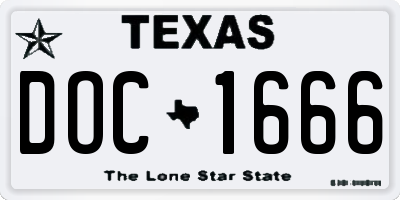 TX license plate DOC1666