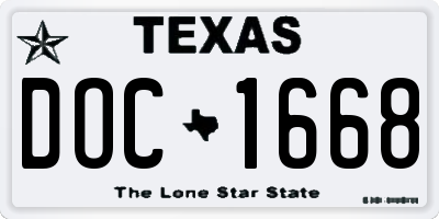 TX license plate DOC1668