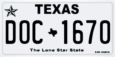 TX license plate DOC1670