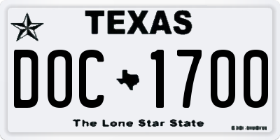 TX license plate DOC1700