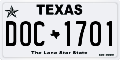 TX license plate DOC1701