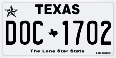 TX license plate DOC1702