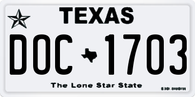 TX license plate DOC1703