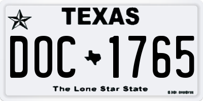 TX license plate DOC1765