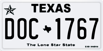TX license plate DOC1767