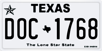 TX license plate DOC1768