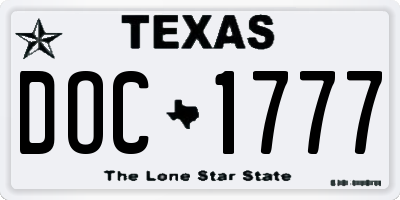 TX license plate DOC1777