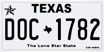 TX license plate DOC1782