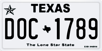 TX license plate DOC1789