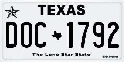 TX license plate DOC1792