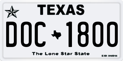 TX license plate DOC1800