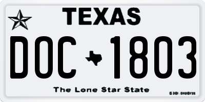 TX license plate DOC1803