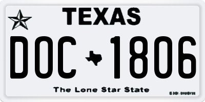 TX license plate DOC1806