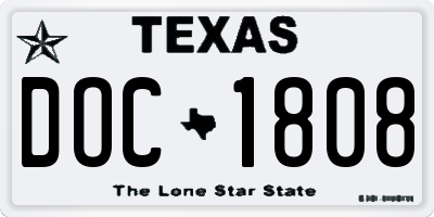 TX license plate DOC1808