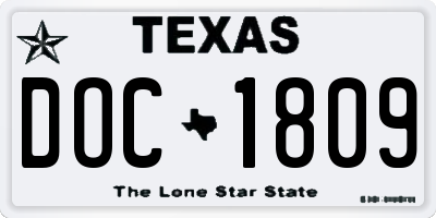 TX license plate DOC1809