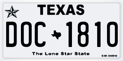 TX license plate DOC1810