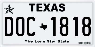 TX license plate DOC1818