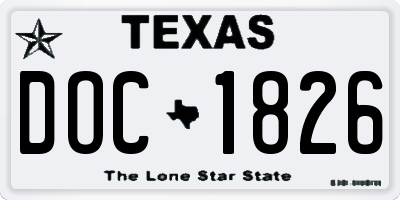 TX license plate DOC1826