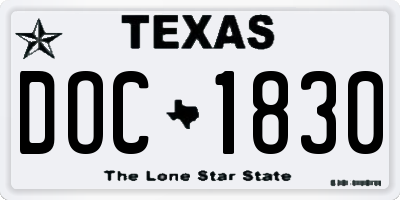 TX license plate DOC1830