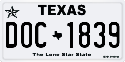 TX license plate DOC1839