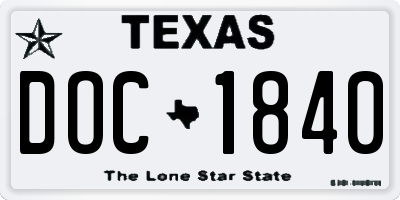 TX license plate DOC1840
