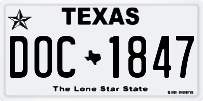 TX license plate DOC1847