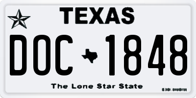 TX license plate DOC1848