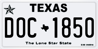 TX license plate DOC1850