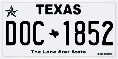 TX license plate DOC1852