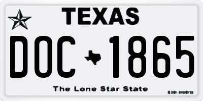 TX license plate DOC1865