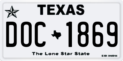 TX license plate DOC1869