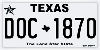 TX license plate DOC1870